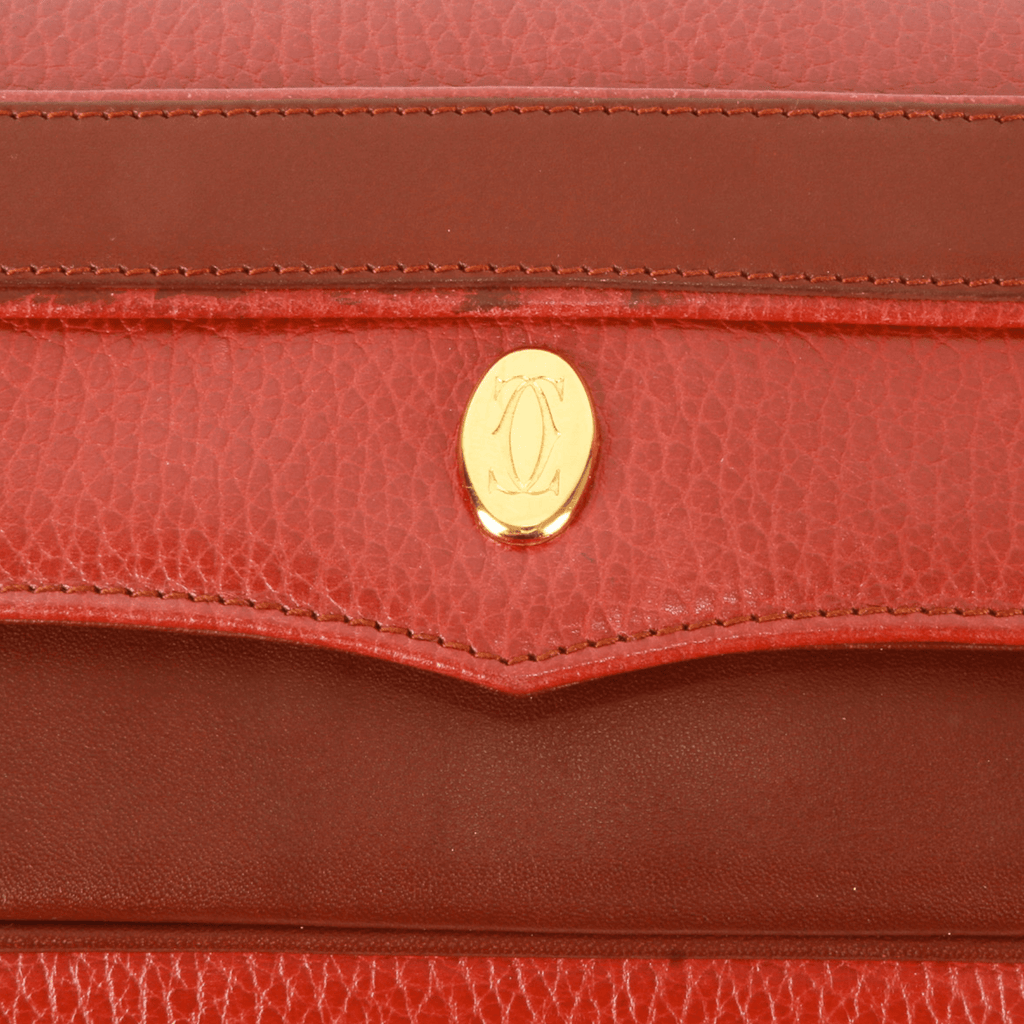 Authentic Must De Cartier Bordeaux leather clutch purse