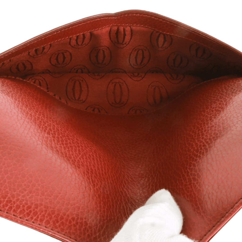 Authentic Must De Cartier Bordeaux leather clutch purse