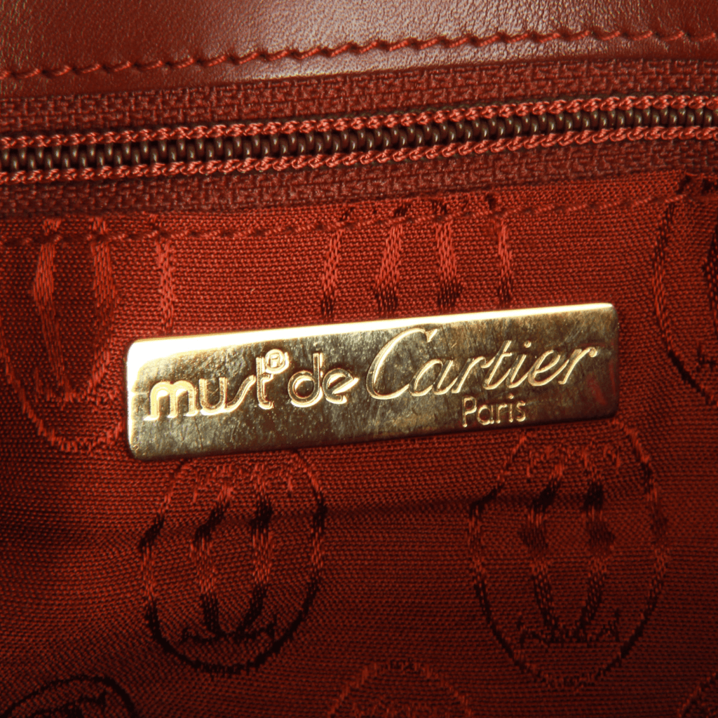 Authentic Must De Cartier Bordeaux leather clutch purse