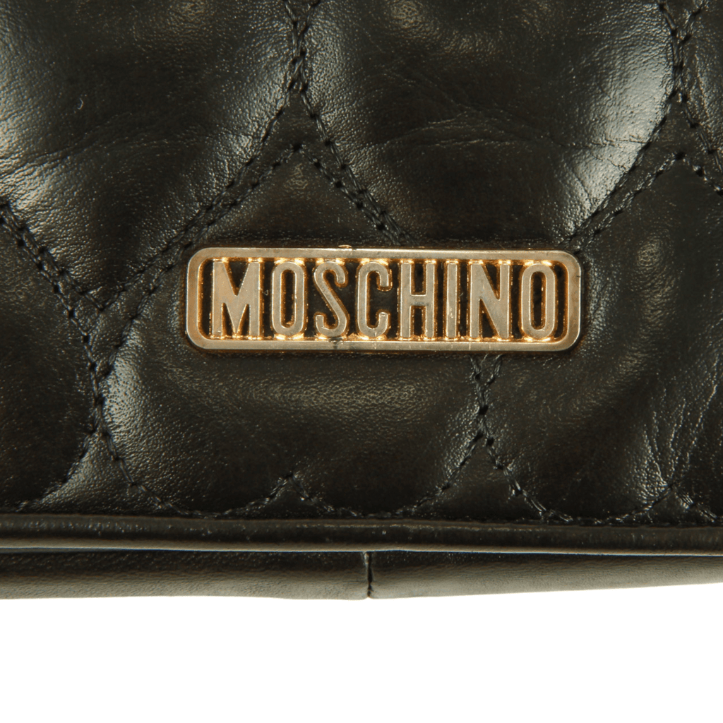 Vintage Moschino heart shape quilted lambskin Gold chain strap purse