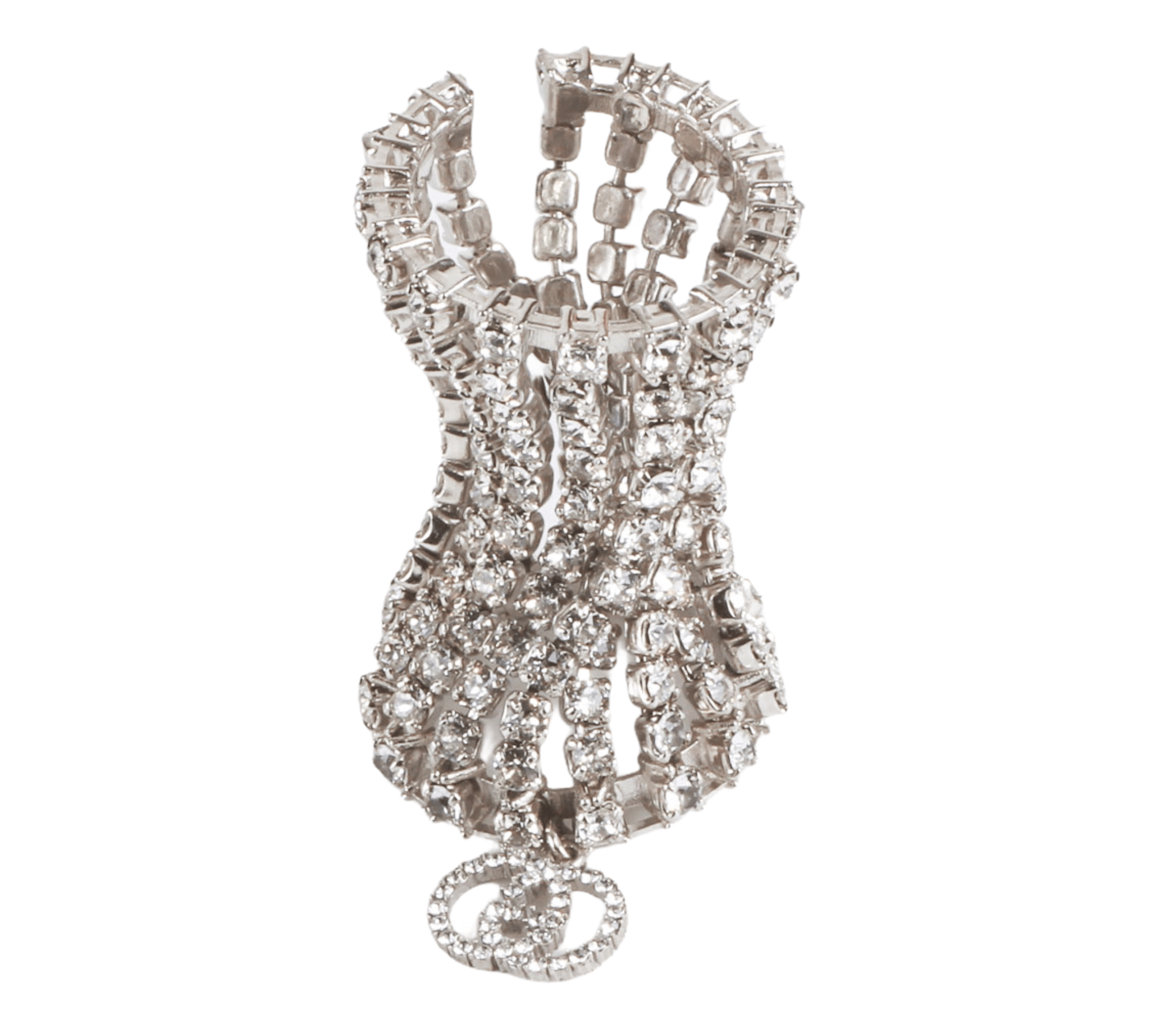 Gucci Silver & Crystals Interlocking GG Ring Size L 17.5