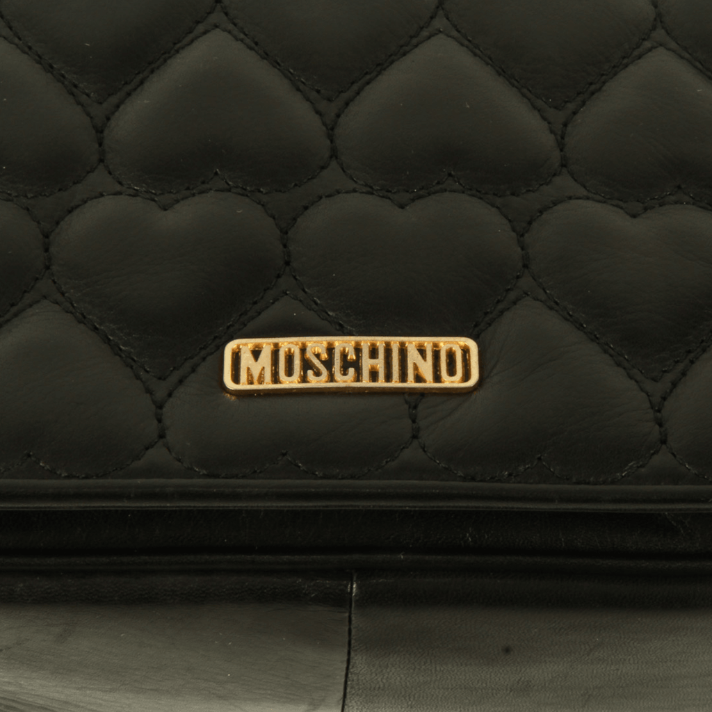 Vintage Moschino heart shape quilted lambskin Gold chain strap purse