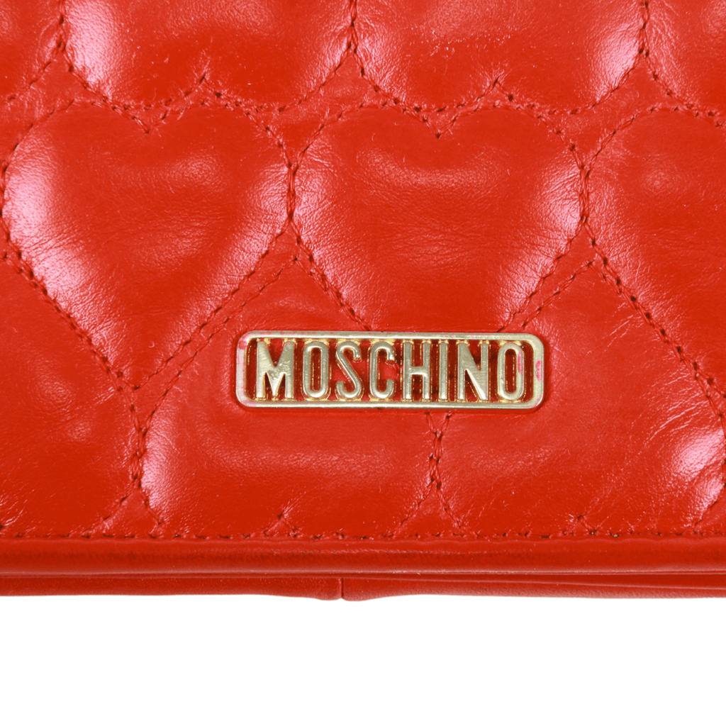 Vintage Moschino heart shape quilted lambskin Gold chain strap purse