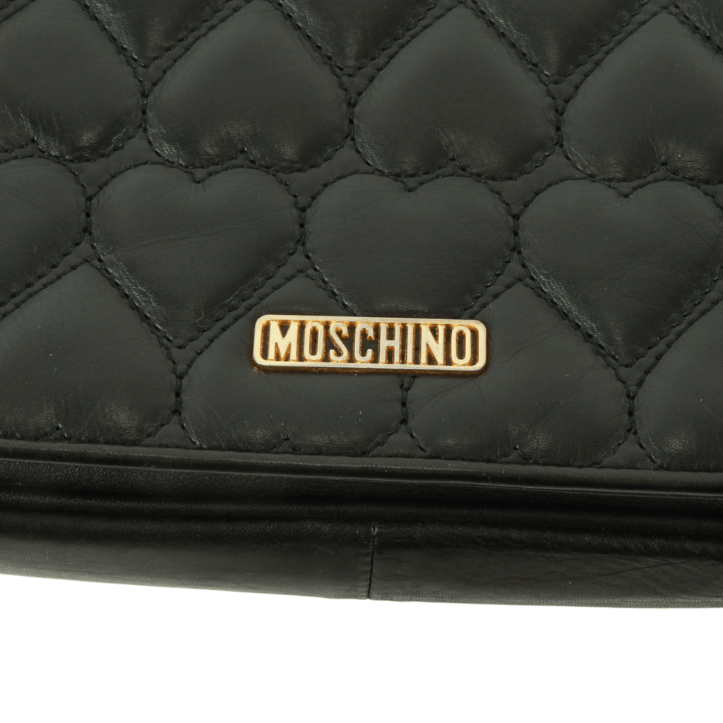 Vintage Moschino heart shape quilted lambskin Gold chain strap purse