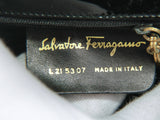 Authentic Salvatore Ferragamo Vara Bow 2way Hand Bag black Canvas Italy