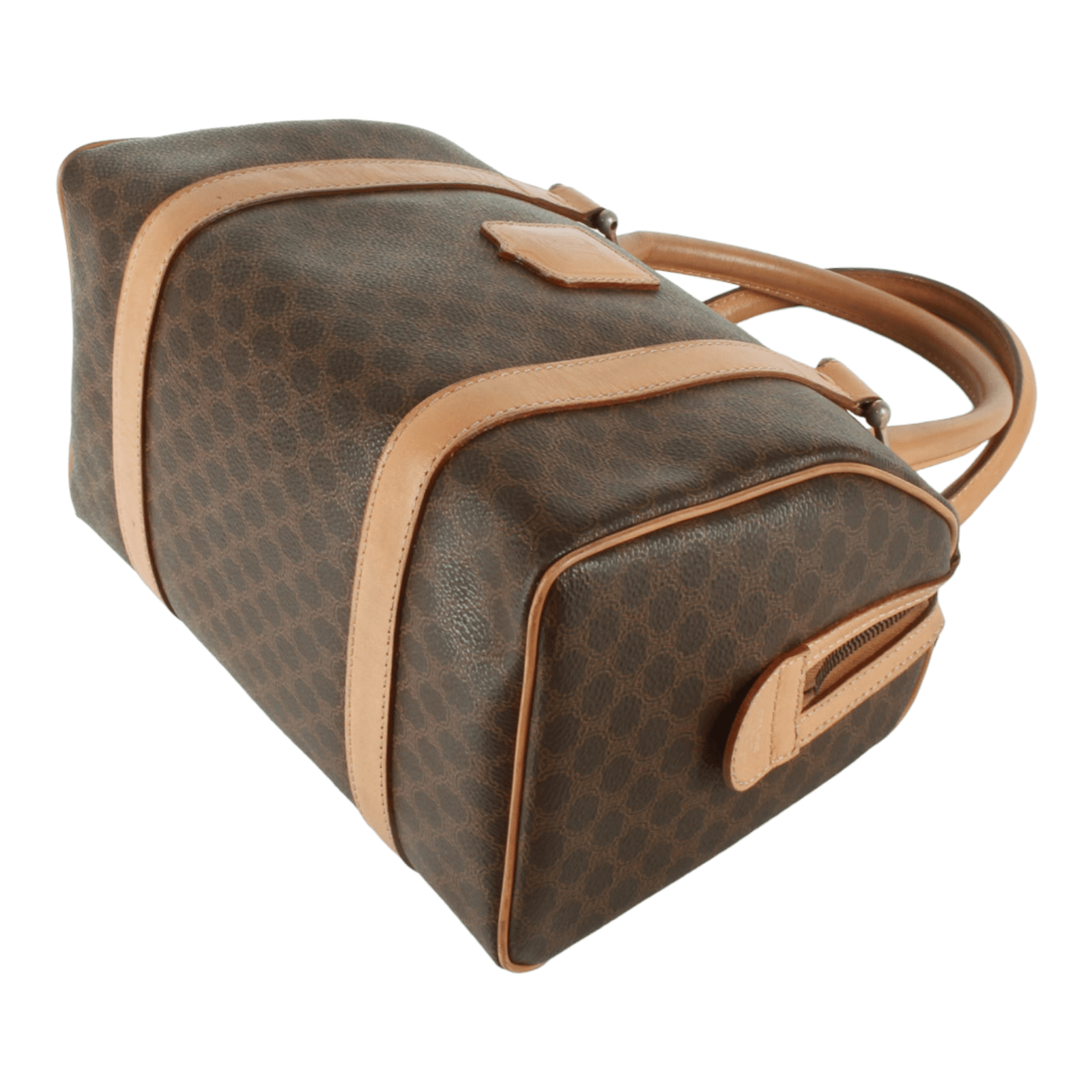 Vintage Celine C Macadam Handbag Boston Bag PVC Leather Light Brown  Authentic