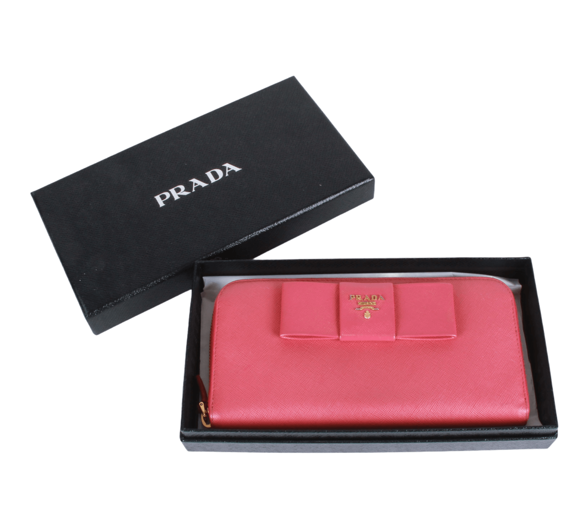 Prada Saffiano Fiocco Pink Peonia Ribbon Bifold Wallet - Read Description