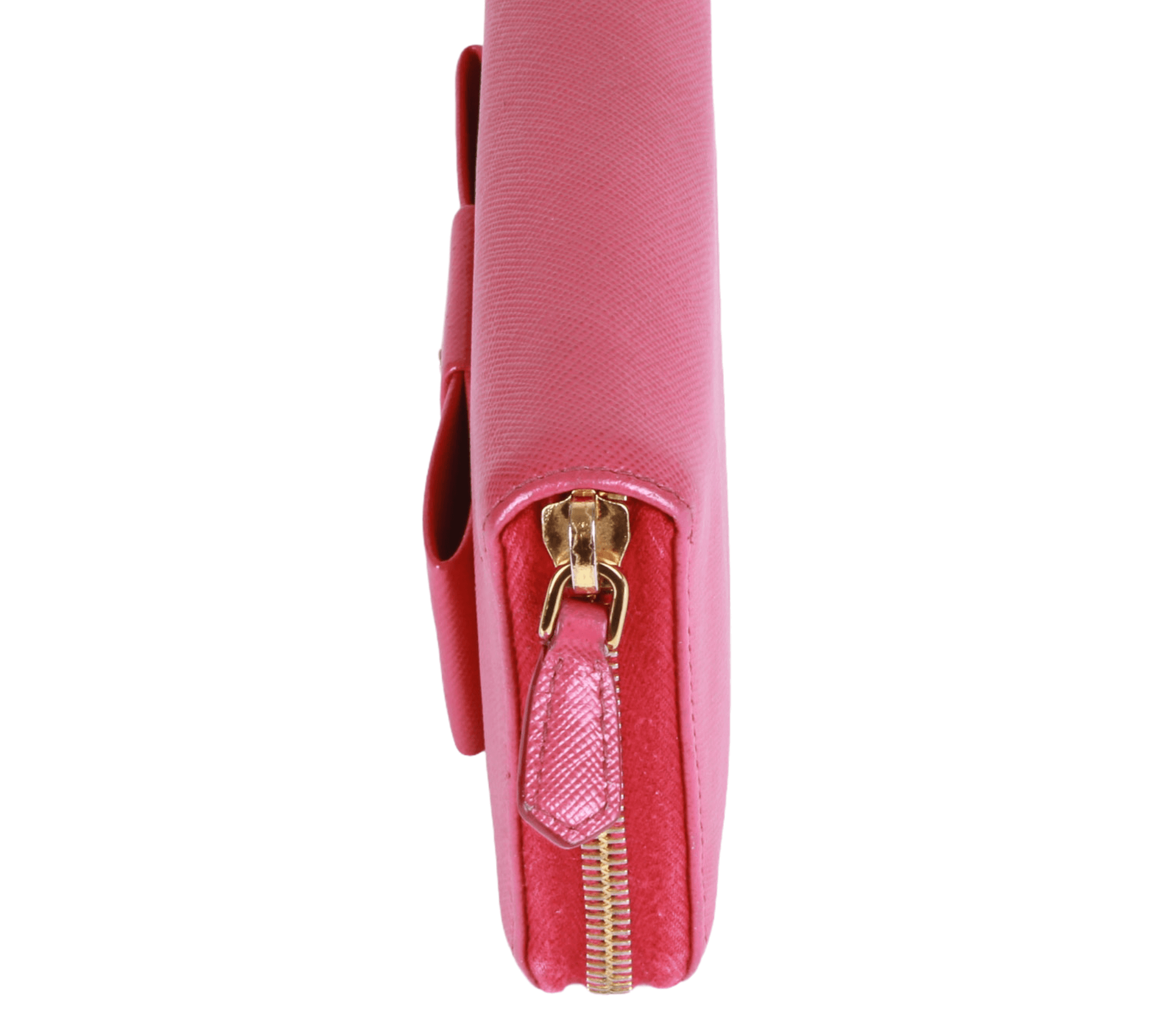 Prada Saffiano Leather Bow Continental Flap Wallet Pink Peonia | eBay
