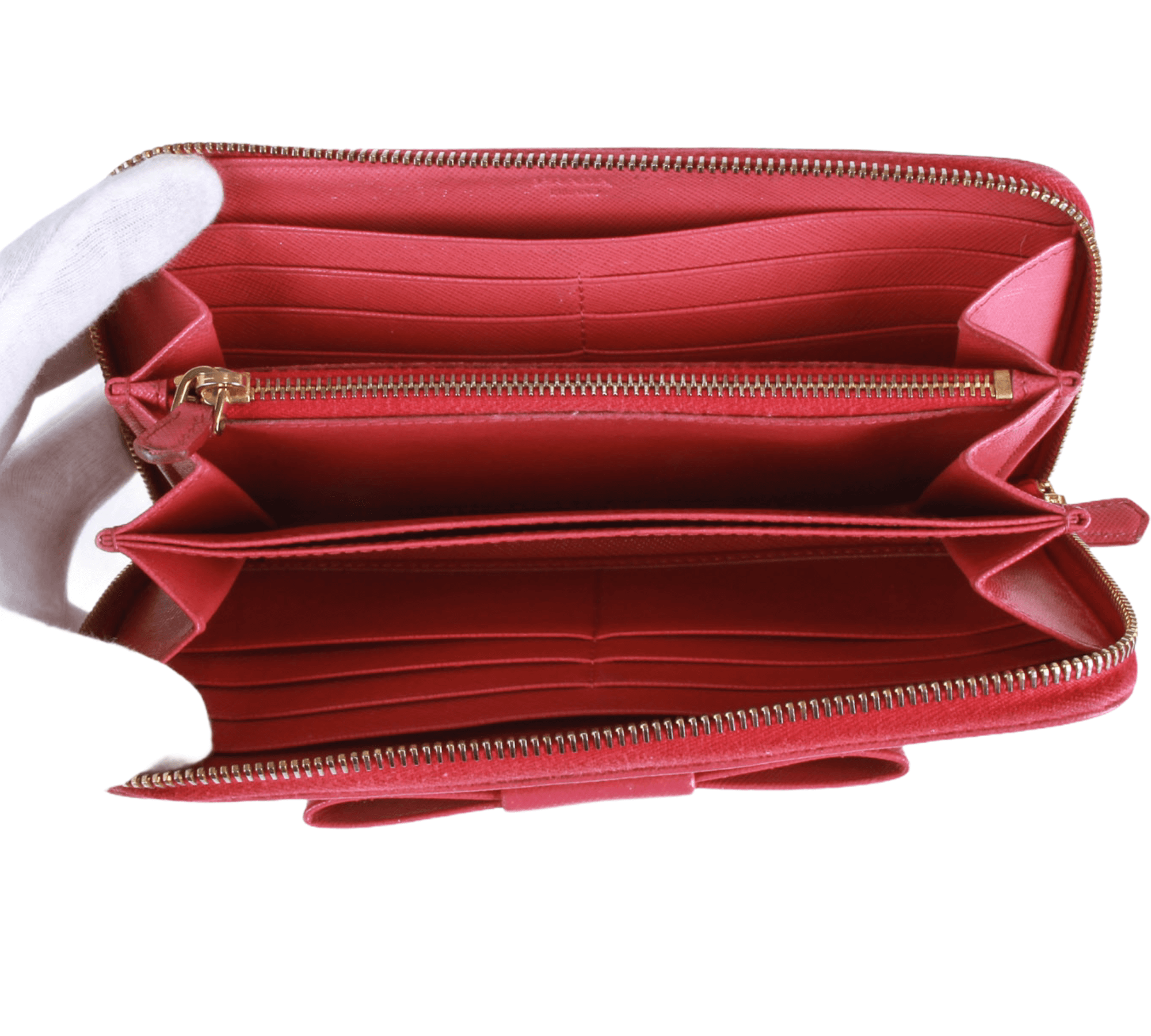 Saffiano PRADA Safiano Leather Chain Wallet Pink Auth ar6601 ref