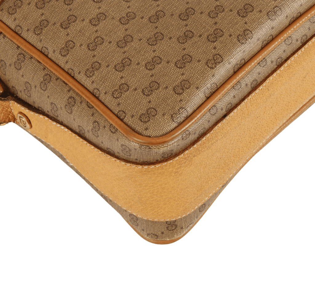 Authentic old Gucci Monogram canvas & leather shoulder bag