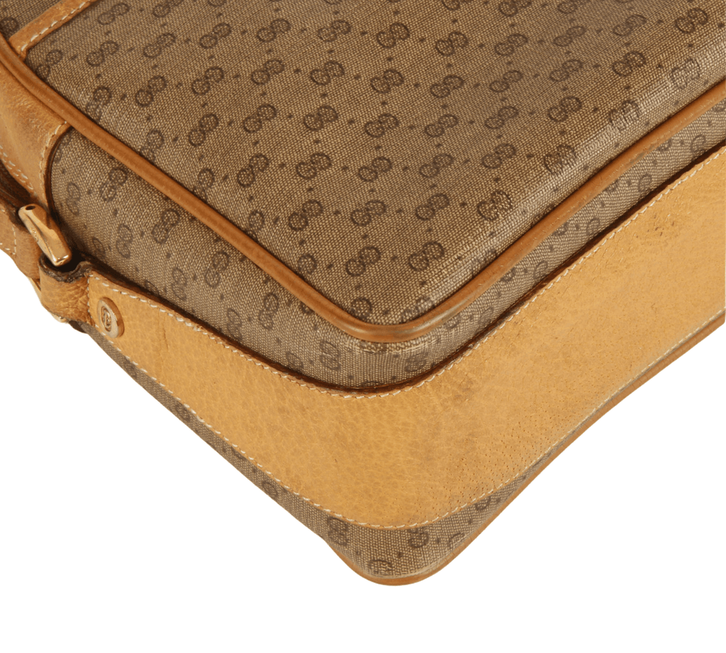 Authentic old Gucci Monogram canvas & leather shoulder bag