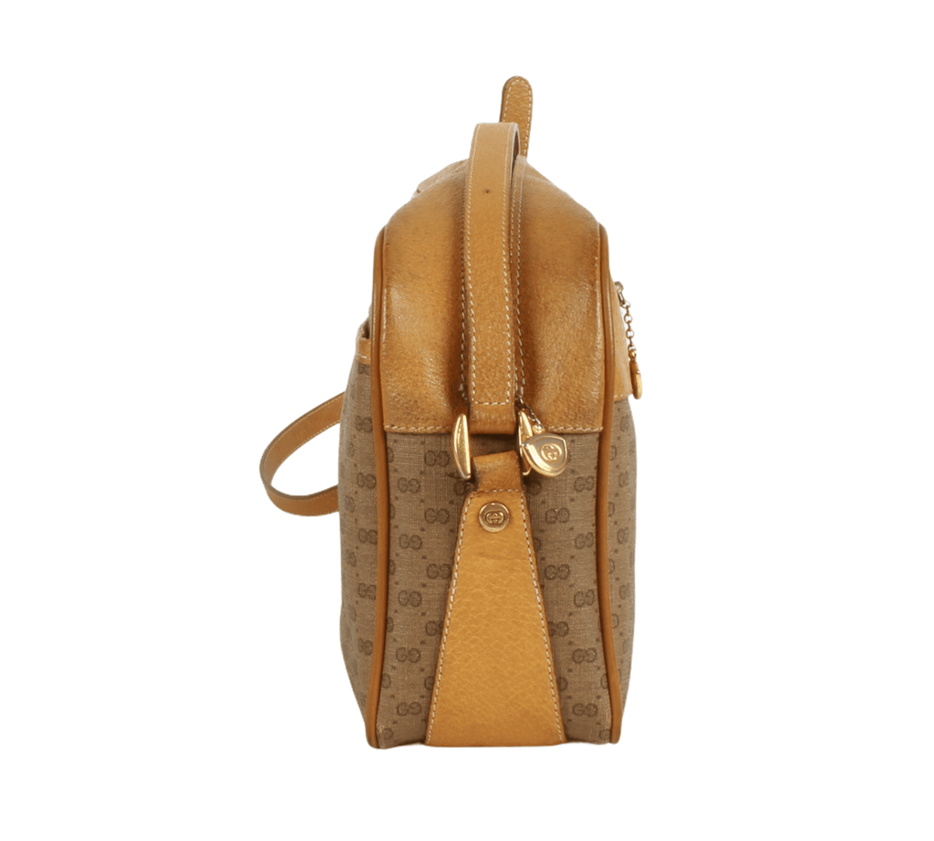 Authentic old Gucci Monogram canvas & leather shoulder bag