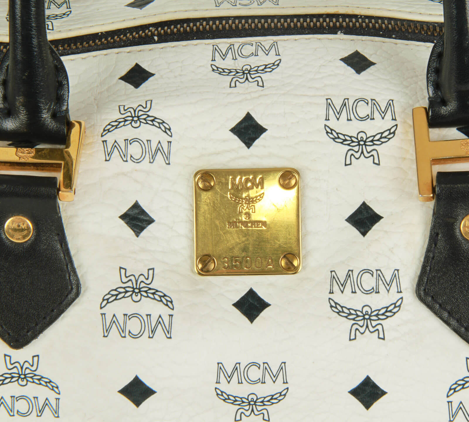 MCM Vicetos Logogram Boston Bag PVC Leather Brown Black Auth yk7933b  ref.1009191 - Joli Closet
