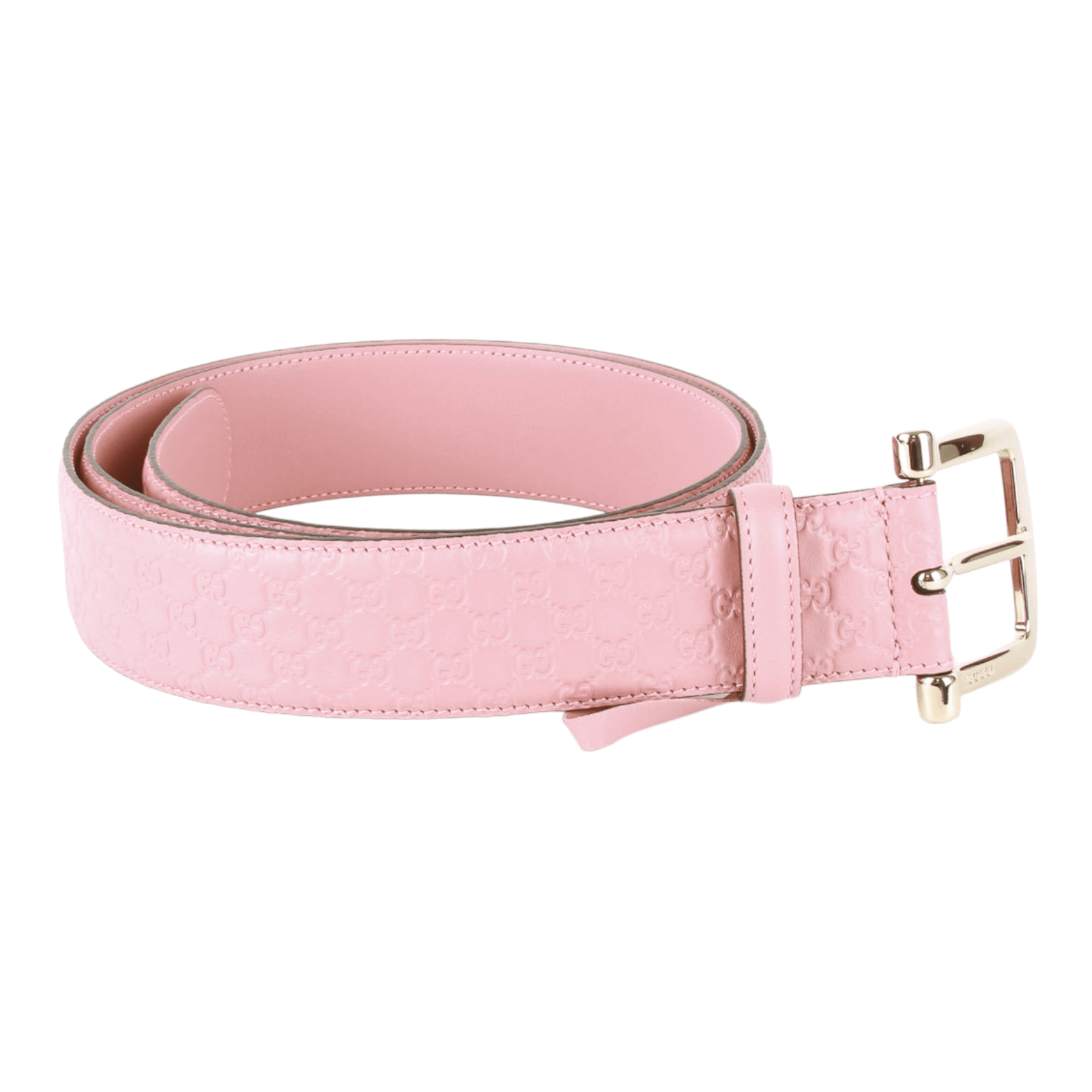 Gucci Women's Pink Leather GG Microguccissima Buckle Belt