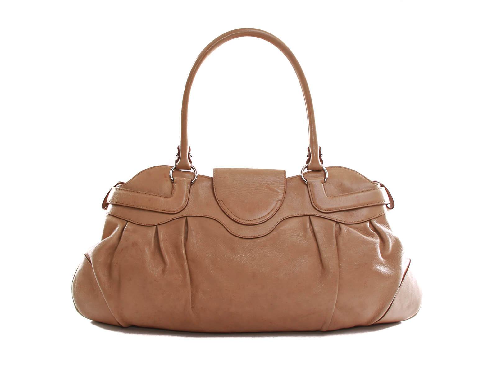 Beige Saffiano Leather Handbag FJORD Italian Leather Shoulder 