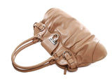 Authentic Salvatore Ferragamo beige leather shoulder bag