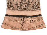 Authentic Christian Dior peach lace print Women’s V-Neck T-Shirt