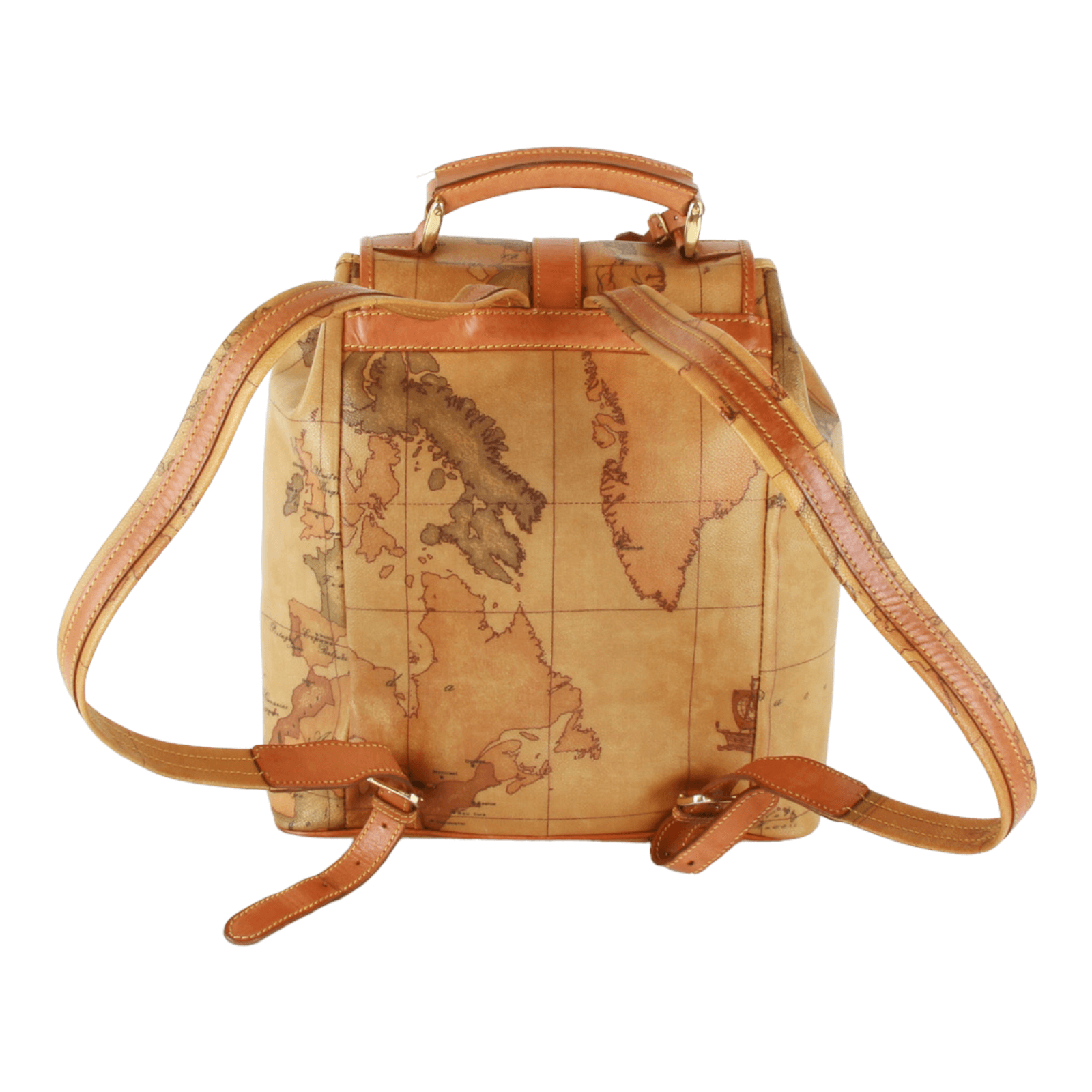 ALVIERO MARTINI 1A Classe Map Prints Leather Flap Magnetic Closure Backpack