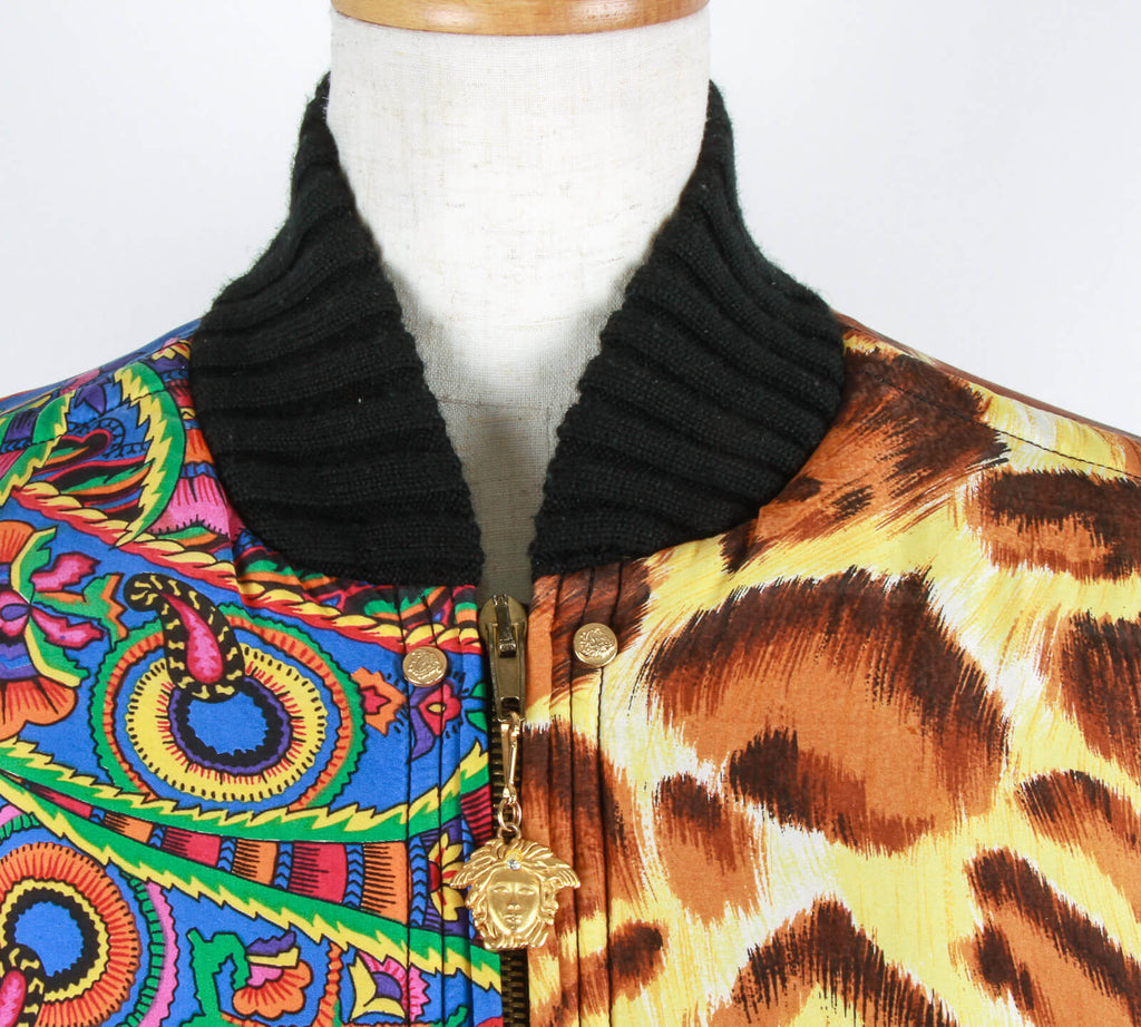 Authentic 1990s Versace Jeans Couture animal print polyester jacket M