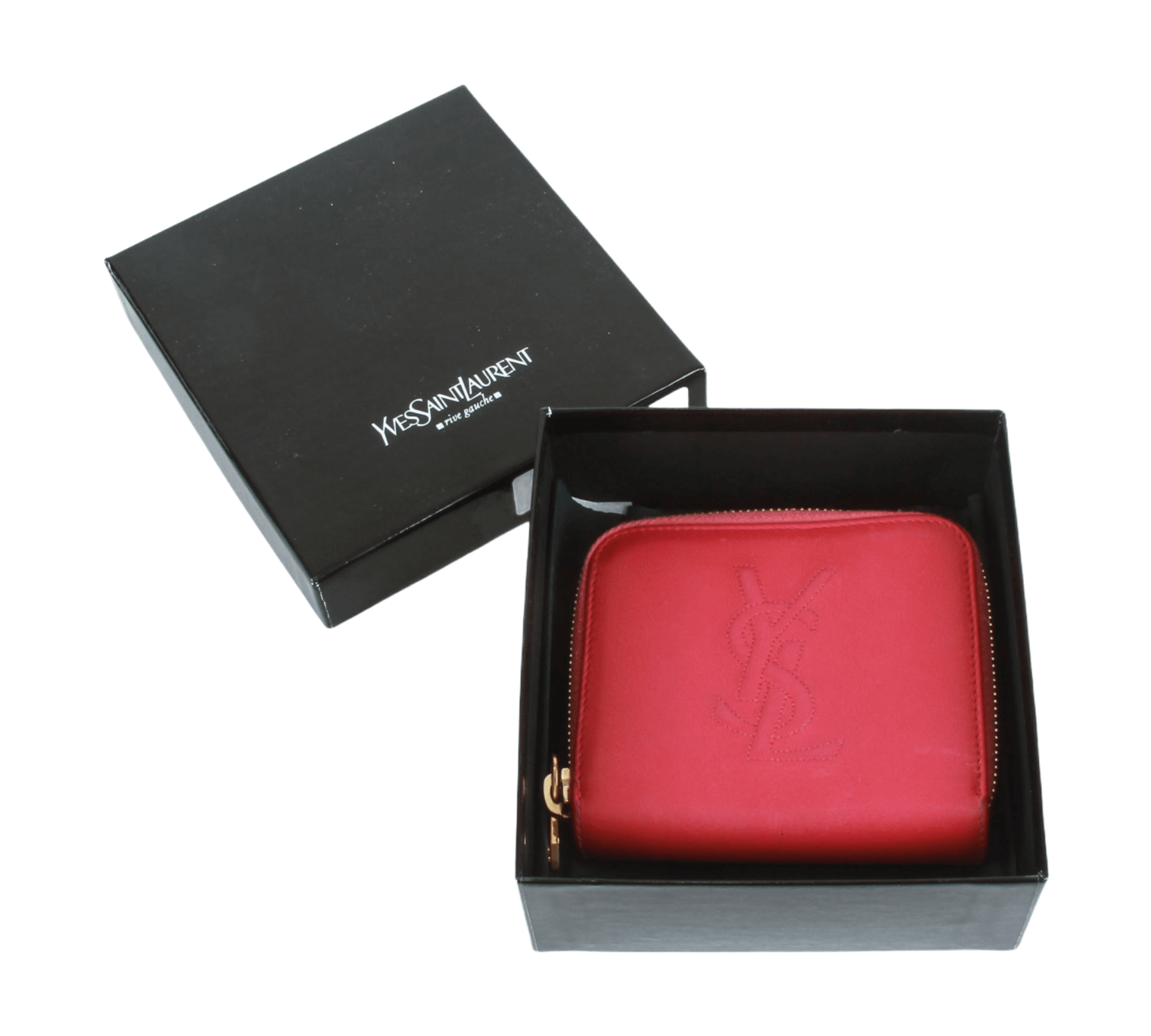 Saint Laurent Black Monogram Small Wallet With Red Heart