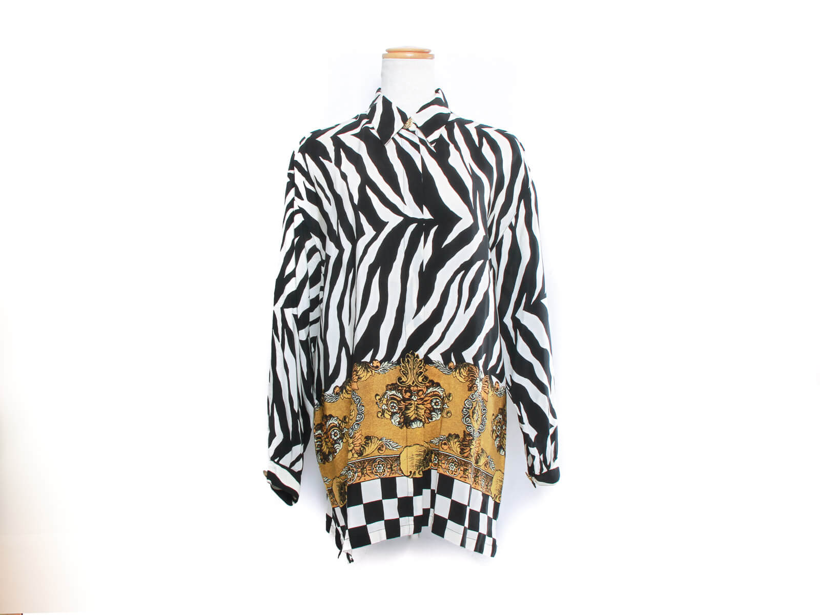 Authentic Gianni Versace vintage zebra pattern silk shirt unisex