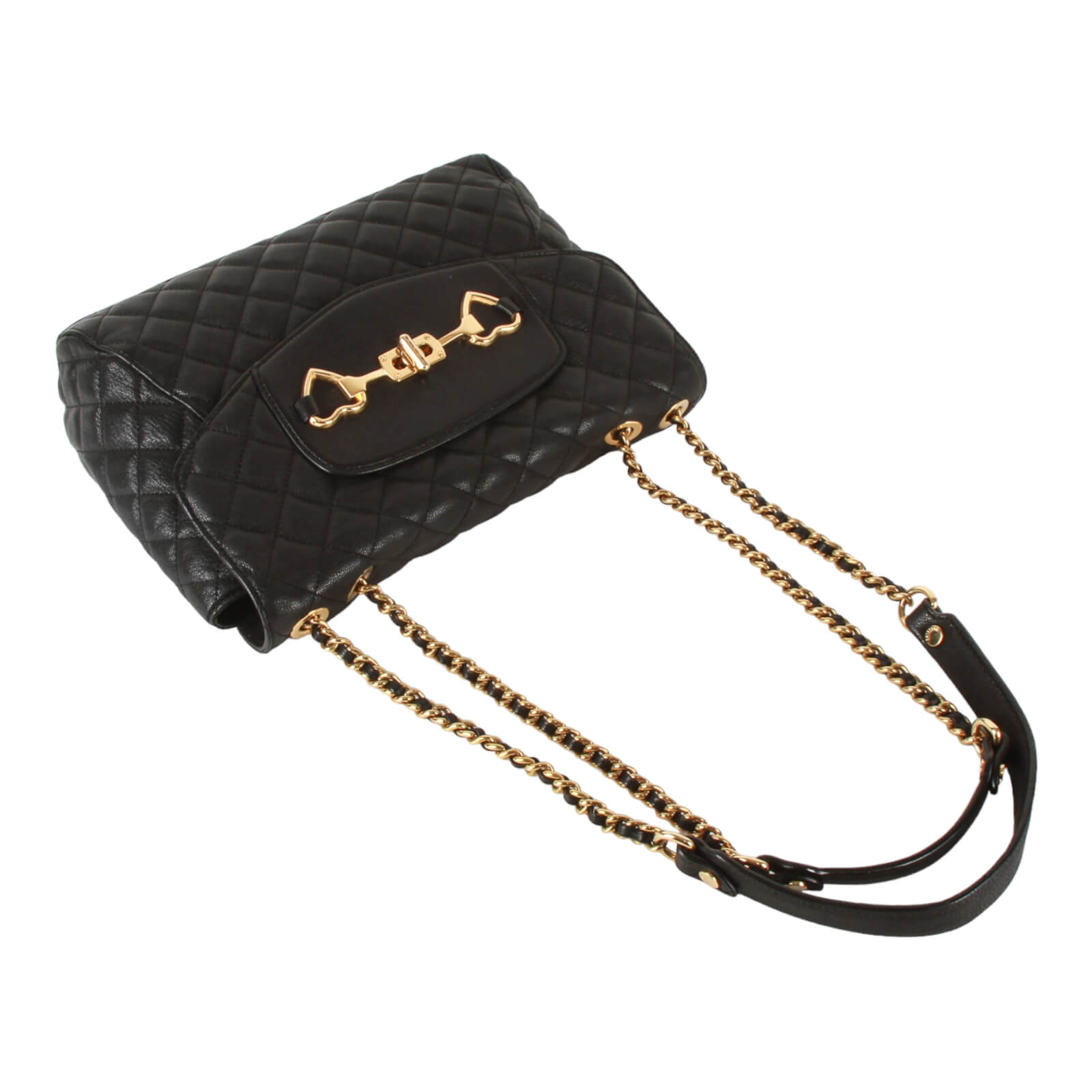 Black Leather-Look Quilted Chain Strap Shoulder Bag | New Look