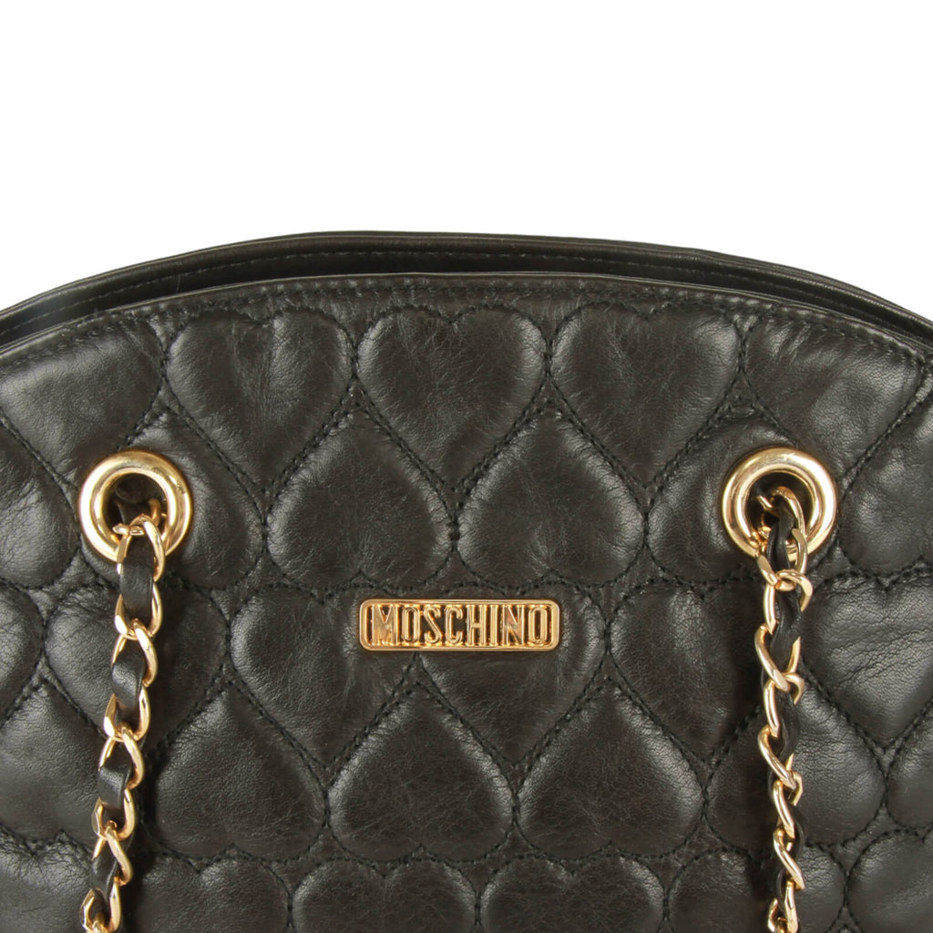 Vintage Moschino heart shape quilted calfskin Gold chain strap purse