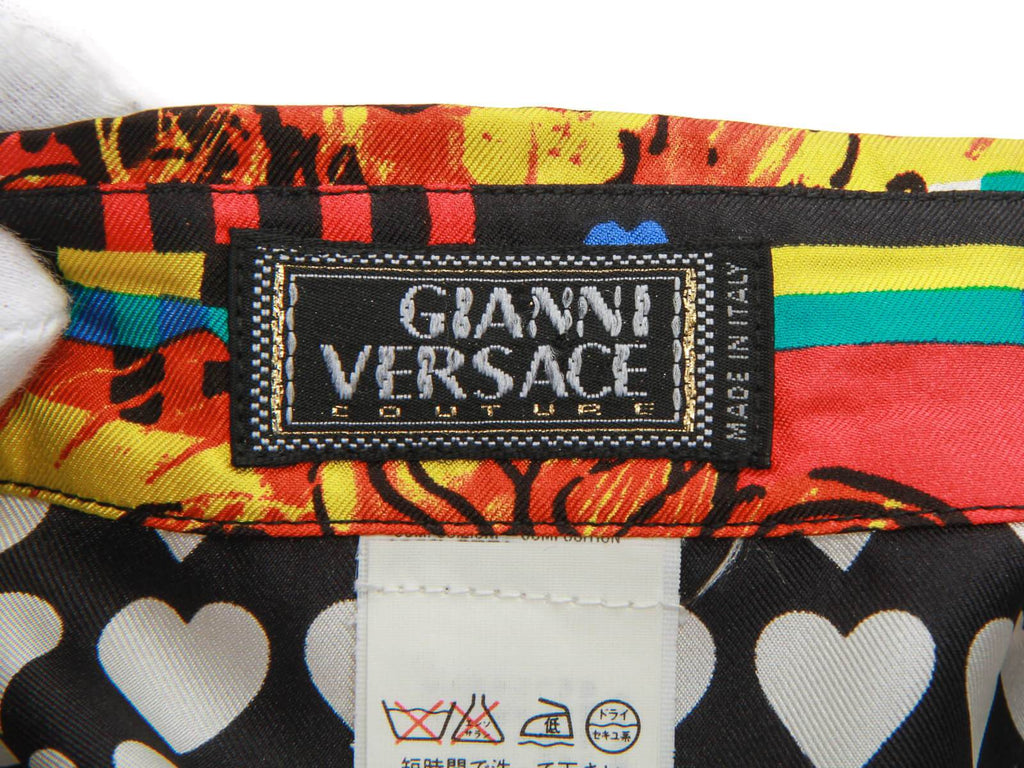 Authentic Gianni Versace heart Print Ladies Silk Shirt