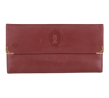 Authentic Must De Cartier Tri-fold french style wallet Bordeaux Leather