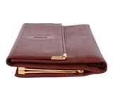 Authentic Must De Cartier Tri-fold french style wallet Bordeaux Leather