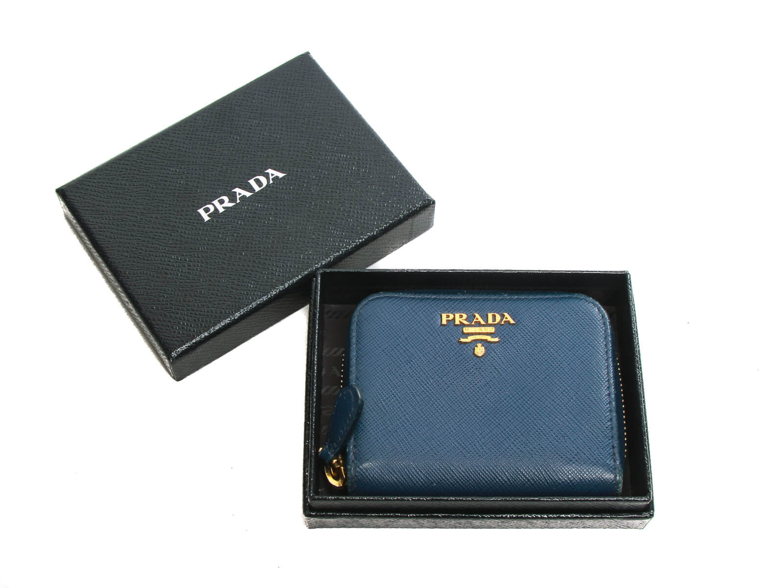Prada Blue Saffiano Leather Wallet on Chain Pony-style calfskin ref.486624  - Joli Closet