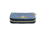 Authentic Prada Saffiano blue leather zip around coin wallet