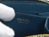 Authentic Prada Saffiano blue leather zip around coin wallet