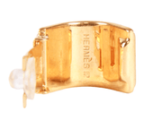 Authentic Hermès Gold tone & enamel horizontal pennant clip on earring