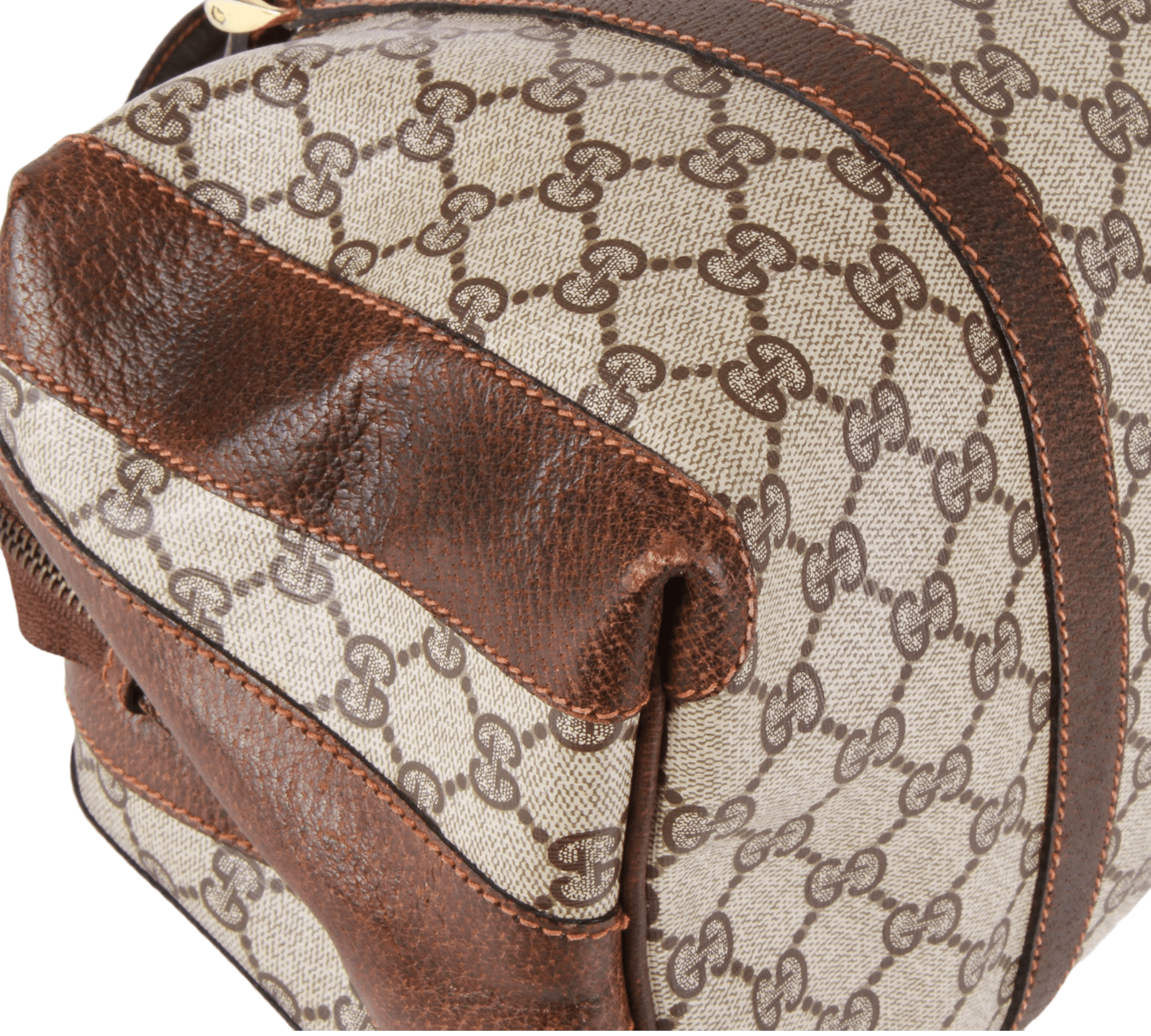 Auth GUCCI GG Pattern PVC Brown Boston Hand Bag Vintage 7A180180m