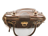 Authentic Salvatore Ferragamo Gancini buckle brown leather shoulder bag