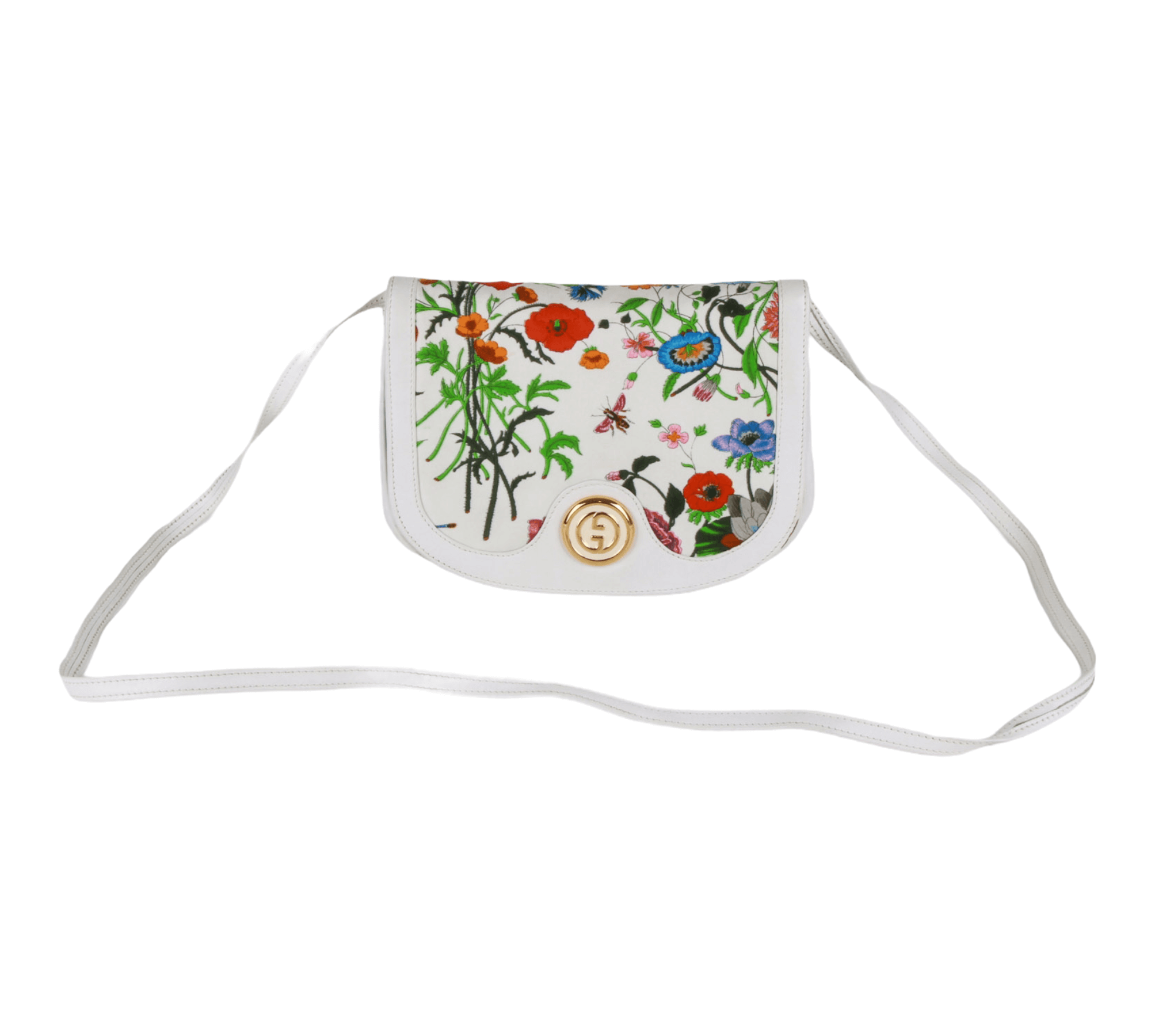 Gucci Neon Orange White Flora Floral Crossbody Bag 1118g26