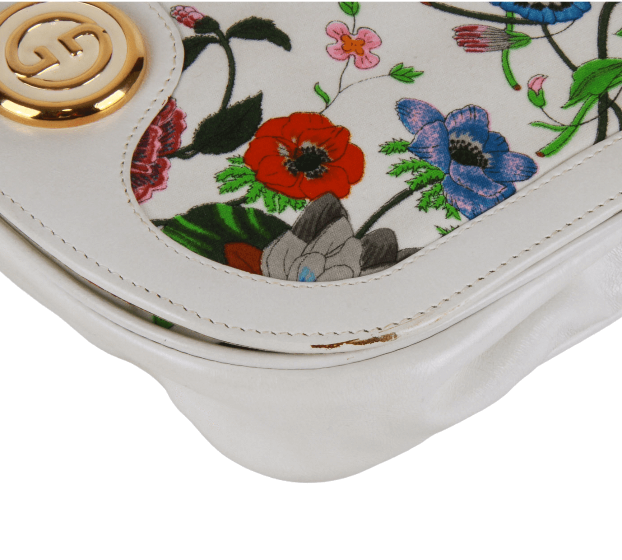Authentic Gucci Floral Insects Flower White Leather cross body purse