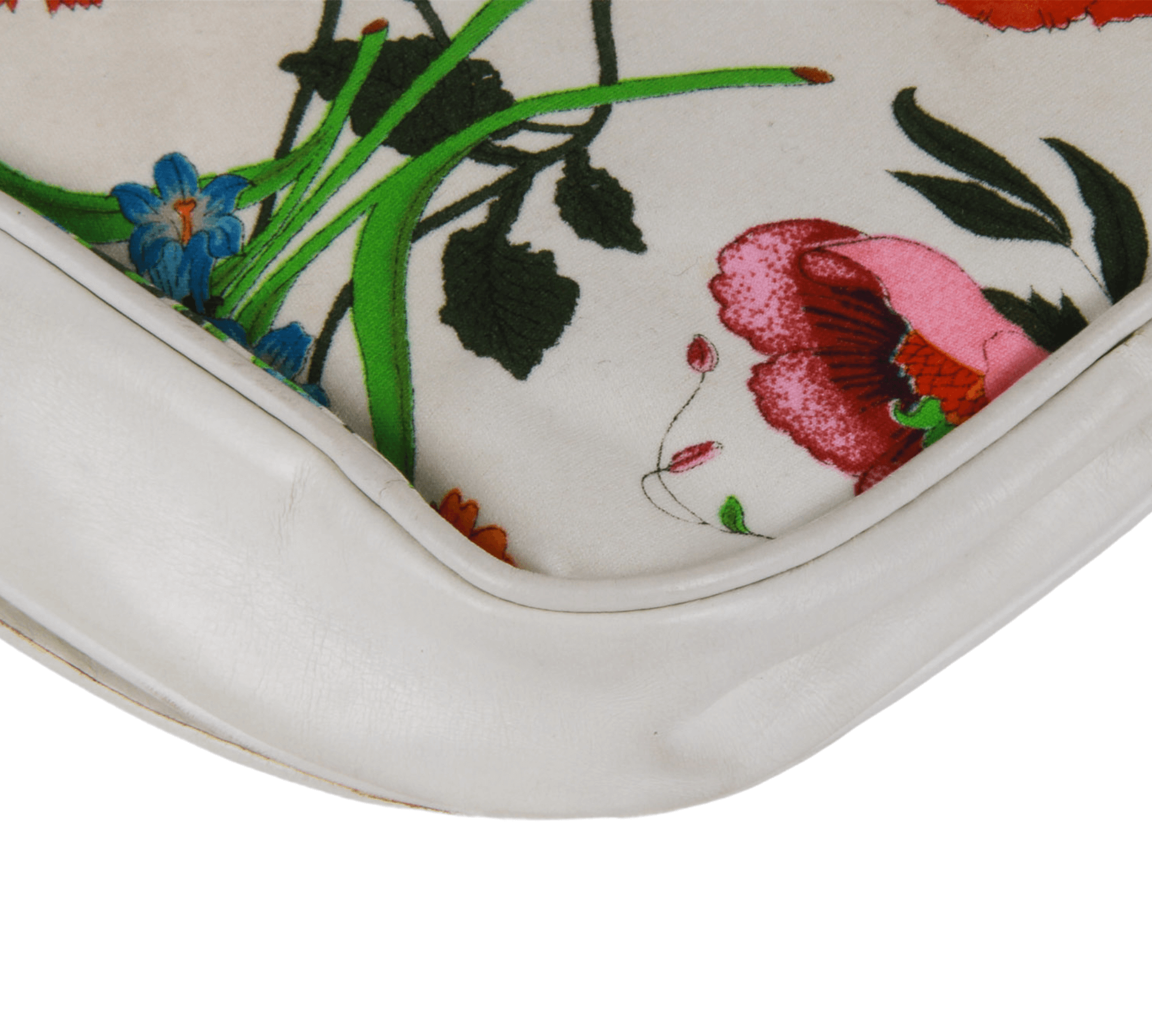 Authentic Gucci Floral Insects Flower White Leather cross body purse