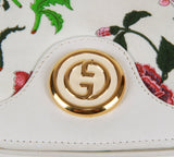 Authentic Gucci Floral Insects Flower White Leather cross body purse