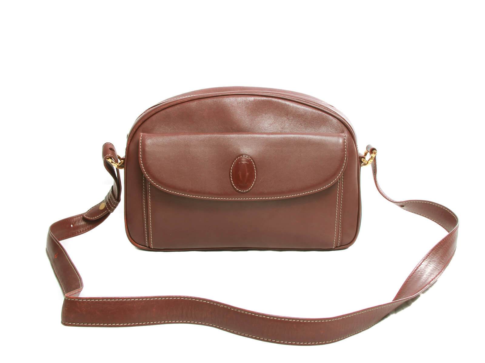 CARTIER Handbag Must Line leather/Gold Hardware Bordeaux Women