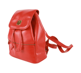 Authentic MCM draw String Leather Bucket Backpack red