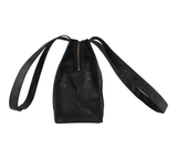 Authentic MCM Logos Pattern Shoulder Tote Bag Black