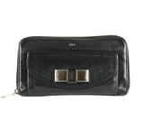 Authentic Chloe Black leather Portefeuille ribbon wallet