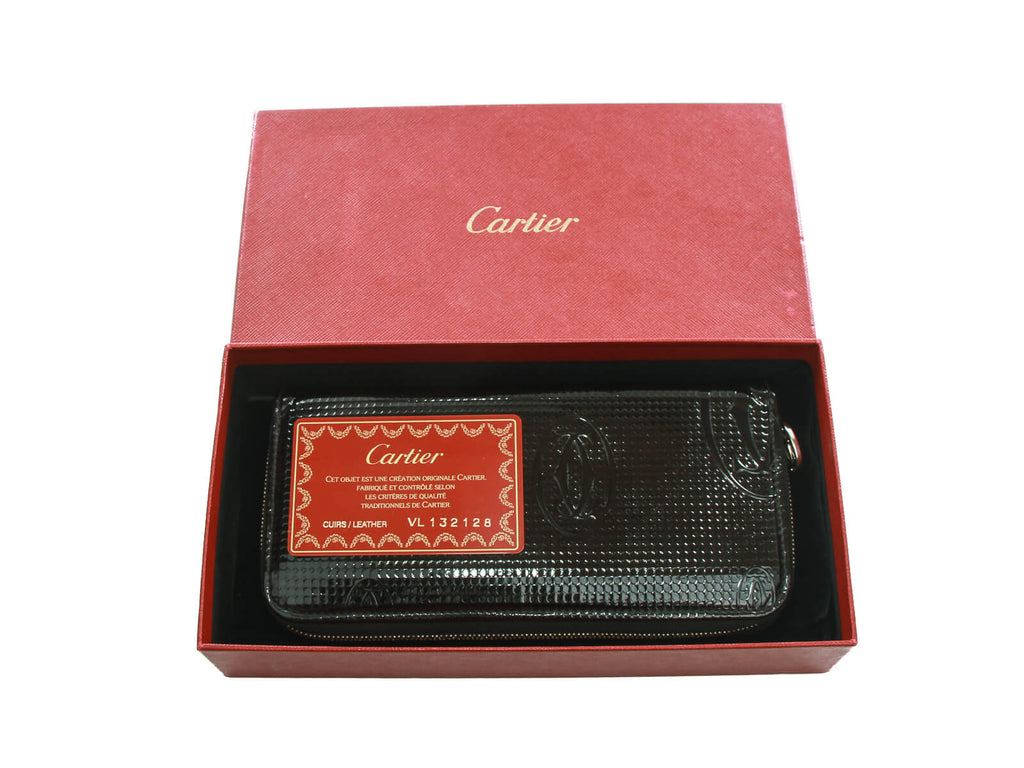 Authentic Must De Cartier Happy Birthday black zippy wallet