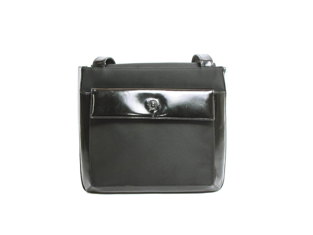VERSACE: bag in jacquard nylon - Black  Versace shoulder bag  10099191A07040 online at