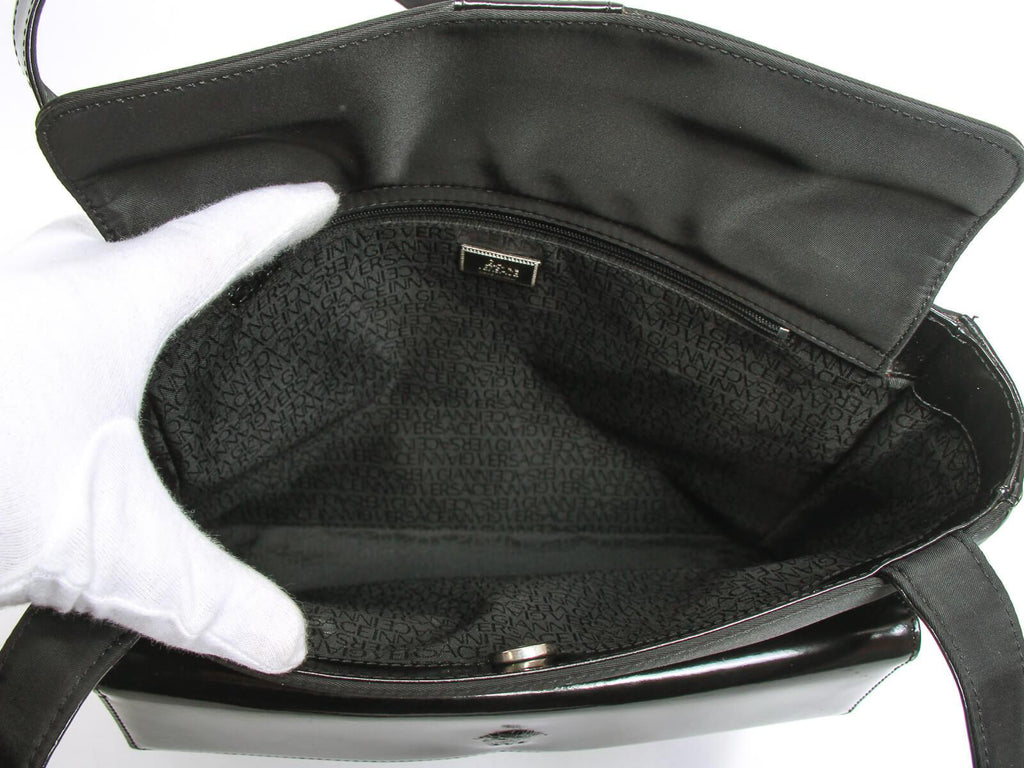 Authentic Gianni Versace black nylon shoulder bag