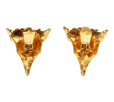 Authentic Gianni Versace Fox face clip on Gold-tone earrings