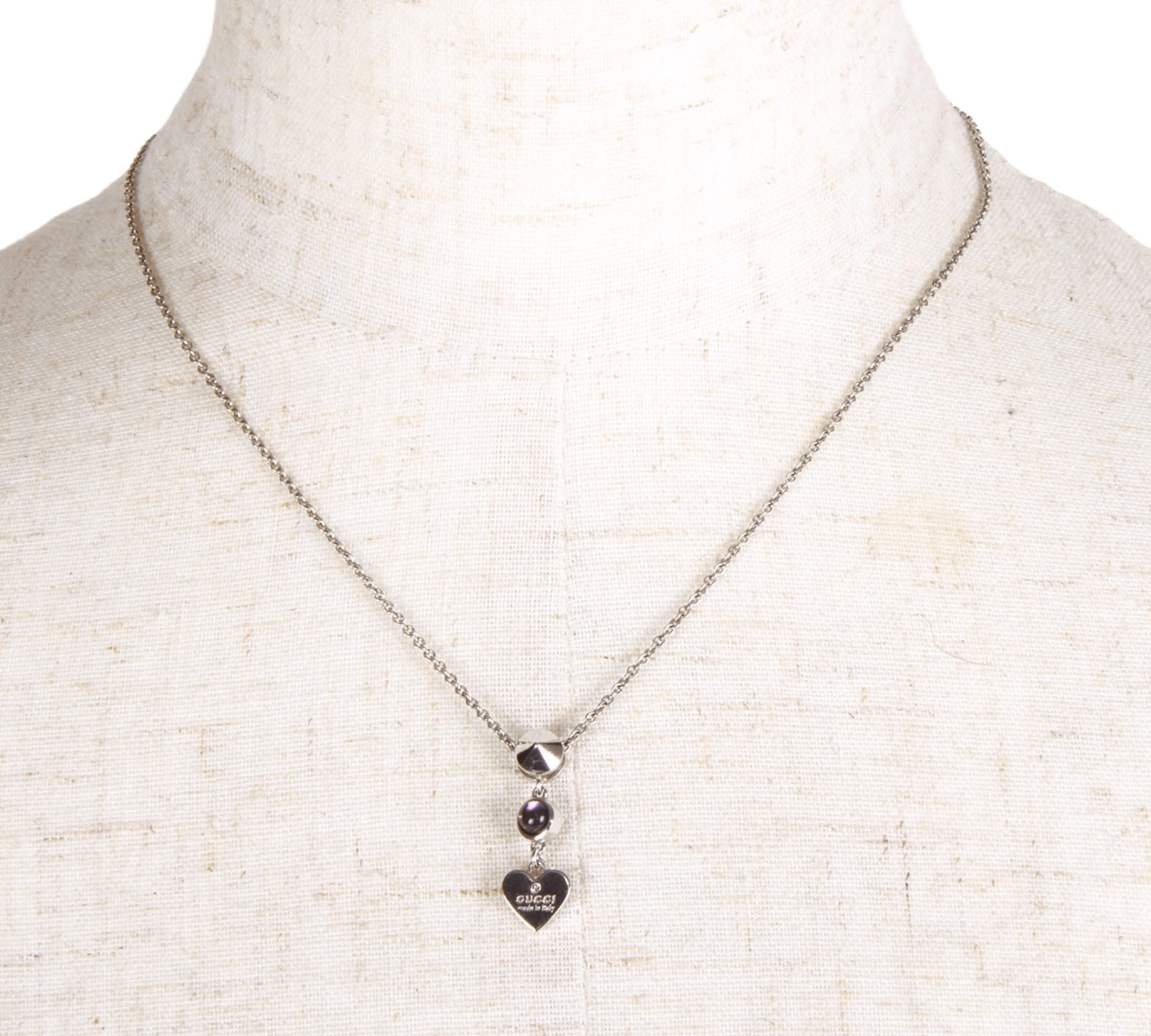 Authentic Gucci Heart pendant purple resin 925 silver necklace