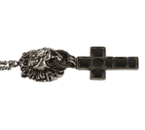 Authentic Gucci Men's Metallic Lion And Cross Pendant Necklace